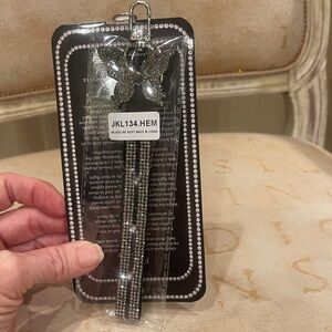 Designer PHONE WRIST LANYARD
WHITE DIAMOND AND BLACK BUTTERFLY